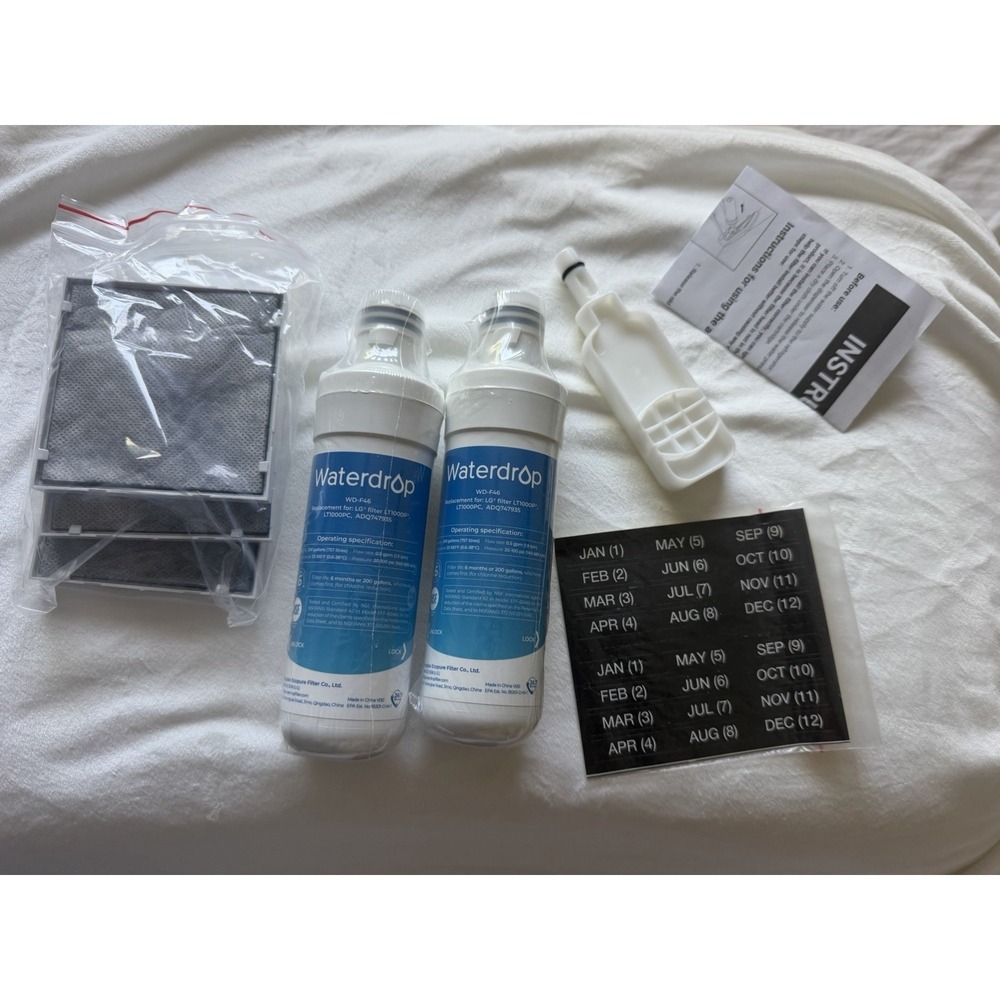Waterdrop WD-F46 Water Filter 2-Pack + 3 Air Filters - New Sealed
